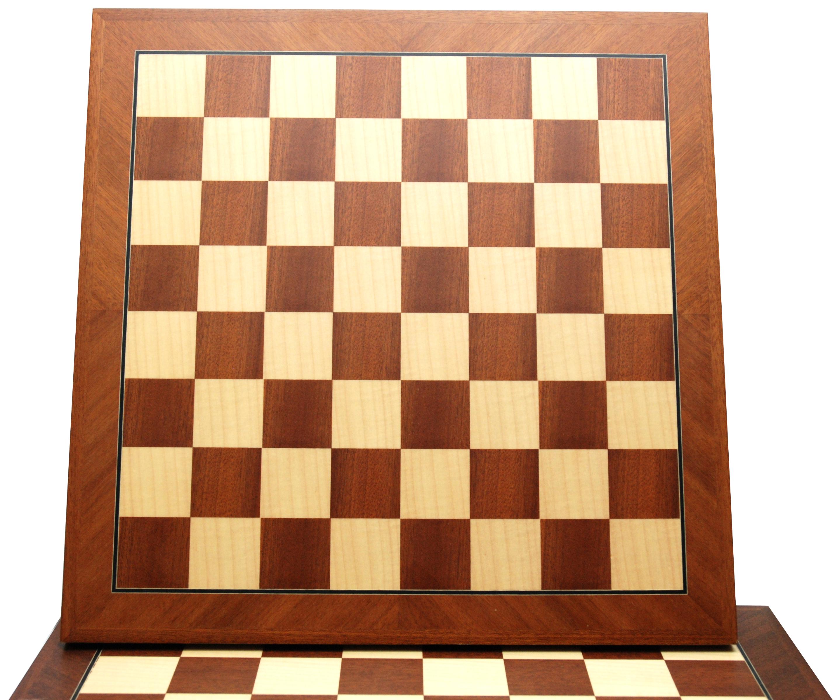 Holz-Schachbrett aus Mahagoni und Ahorn mit 52 cm Größe